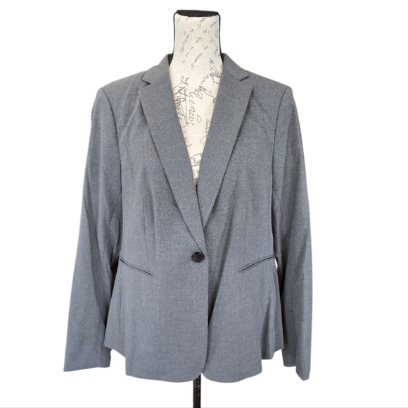 H&M Gray Single Breasted Button Blazer Suit Jacket L - Picture 1 of 7